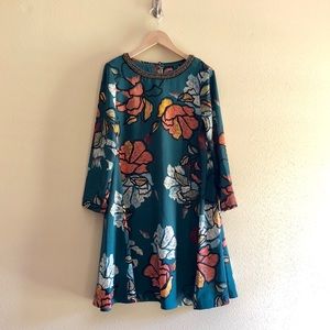 Anthropologie Maeve Dark Turquoise sheath dress